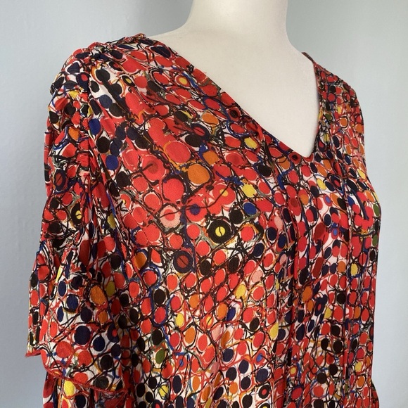 Anthropology Blink London Women’s Red Long Sleeve Viscose Blouse Size M pristine - Picture 3 of 6
